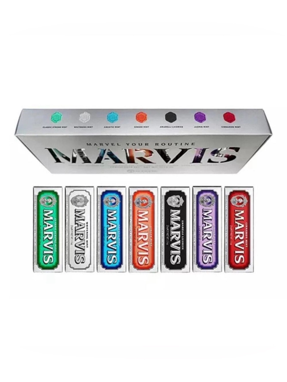 Marvis Italian Toothpaste Gift Set 7 pack Silver Box Italy toothpaste Marvis!New
